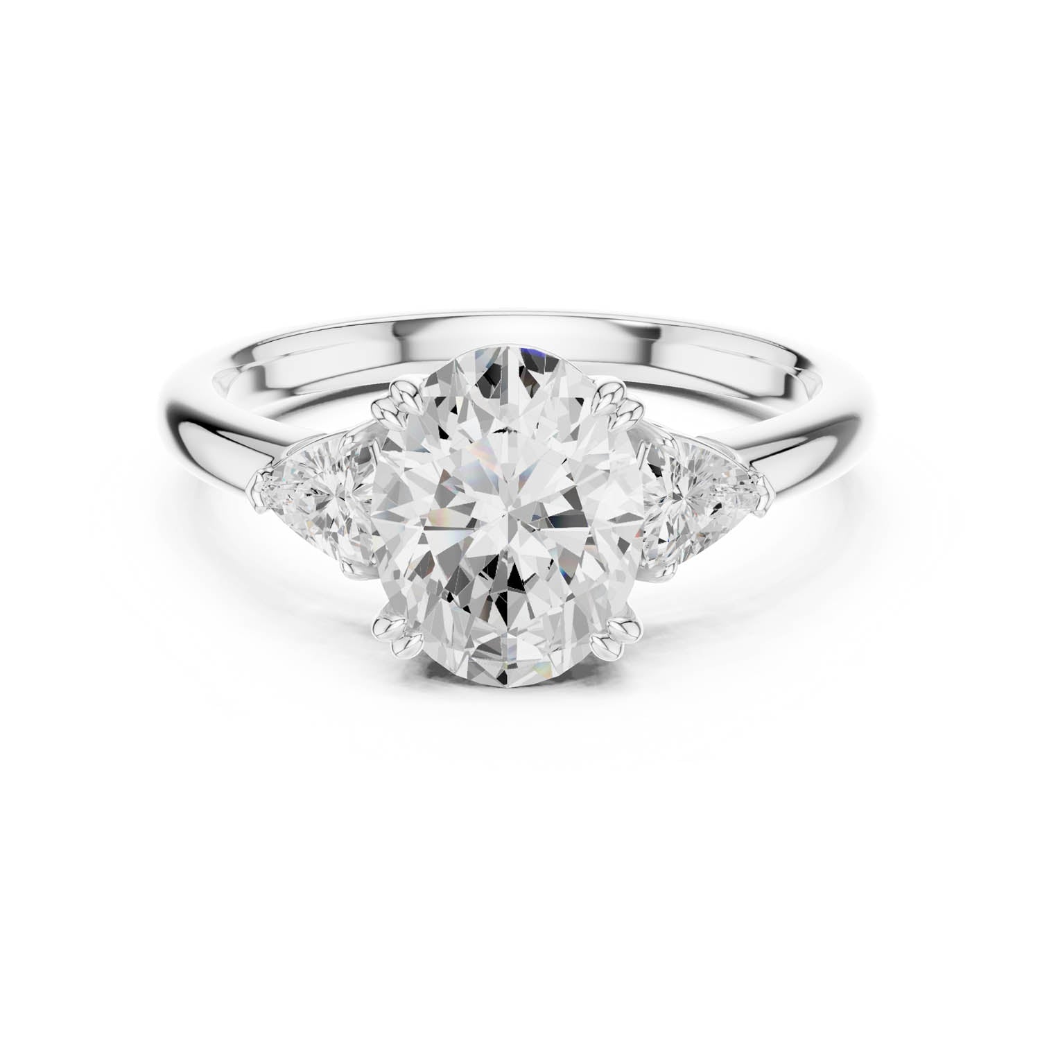 2.40 Ct. Oval Diamond Three-Stone Ring with Trillion Side Stones (DDLR-033-OV) 3