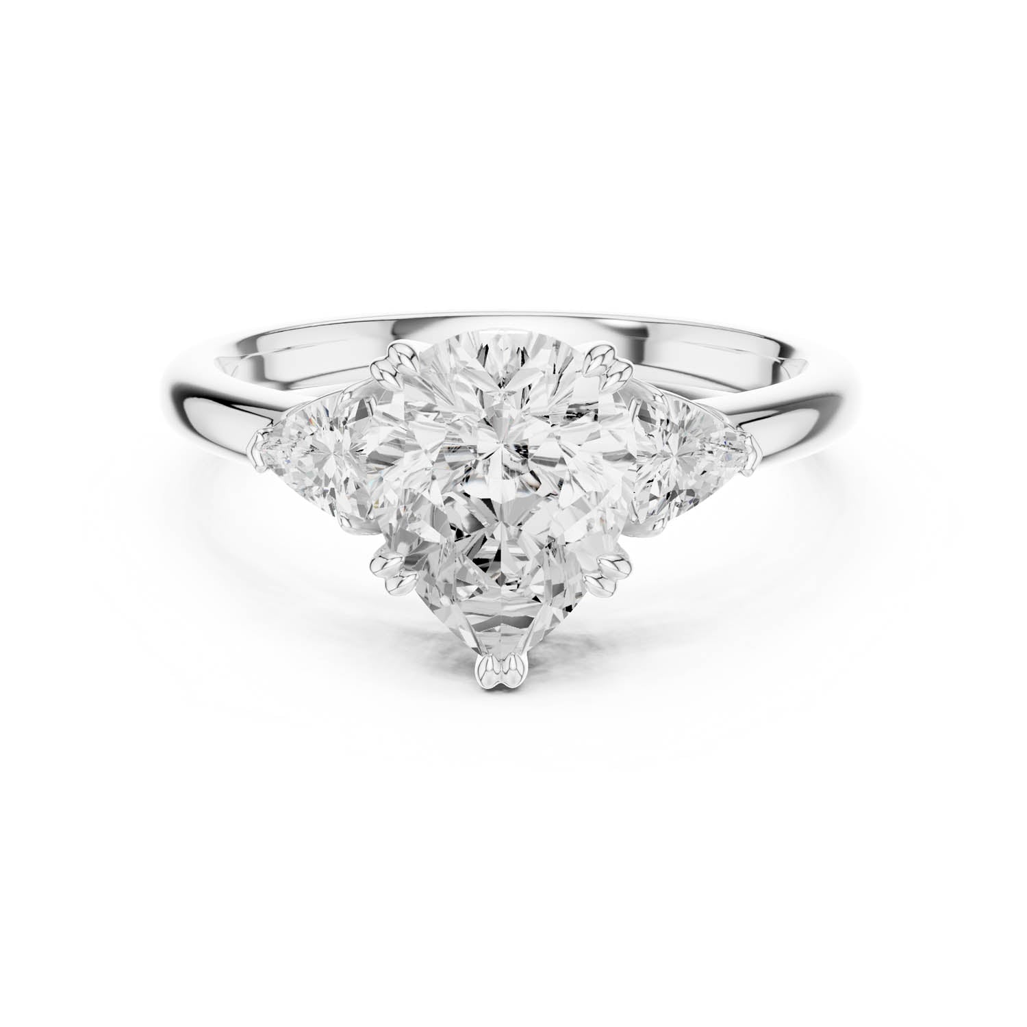 2.40 Ct. Pear-Shaped Diamond Three-Stone Ring with Trillion Side Stones (DDLR-033-PE)