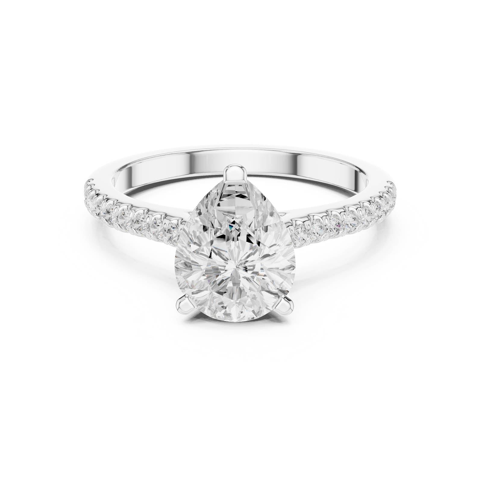 1.92 Ct. Pear Diamond Ring with Hidden Halo and Pavé Band (DDLR-1001) 3