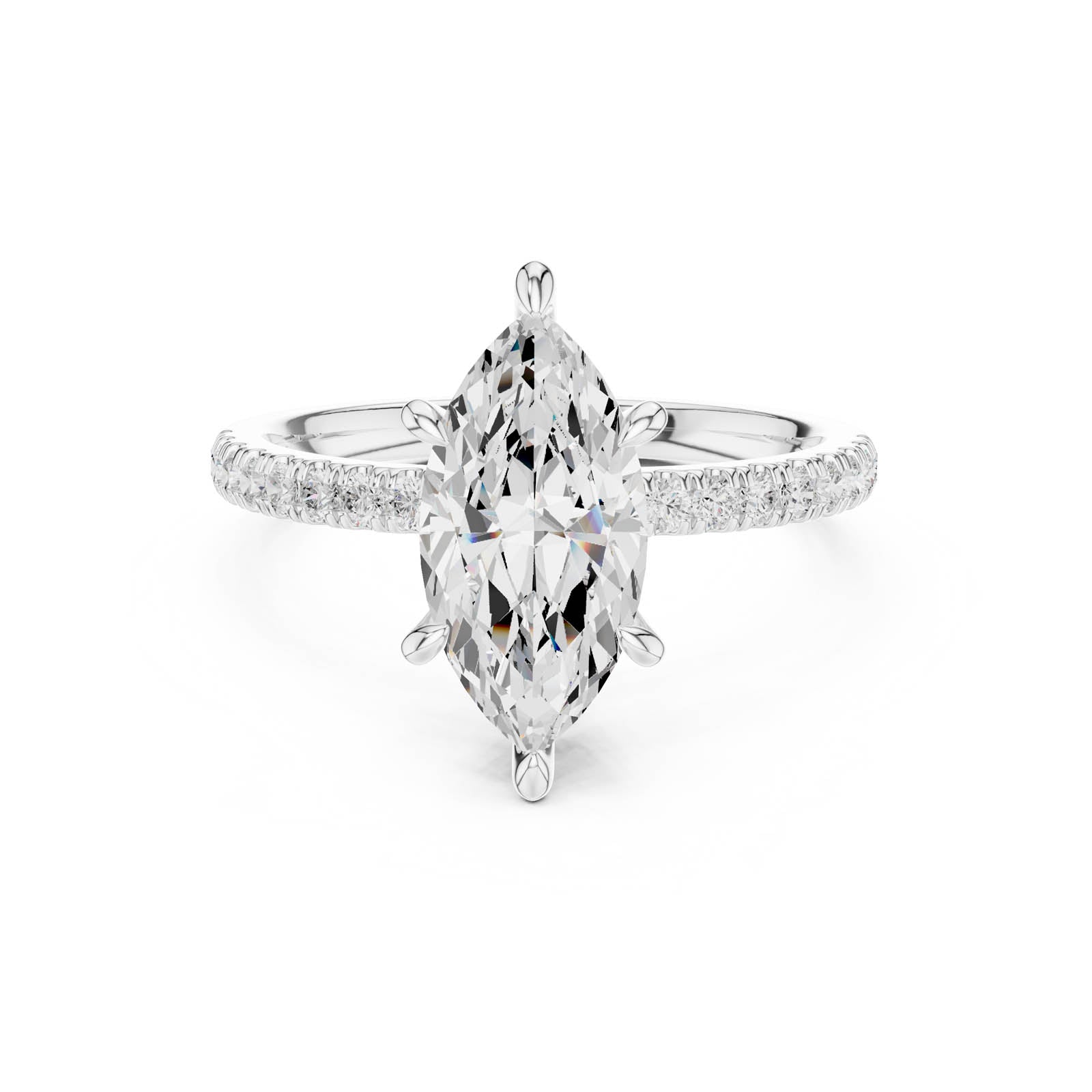 2.43 Ct. Marquise Diamond Ring with Hidden Halo and Pavé Band (DDLR-1012)