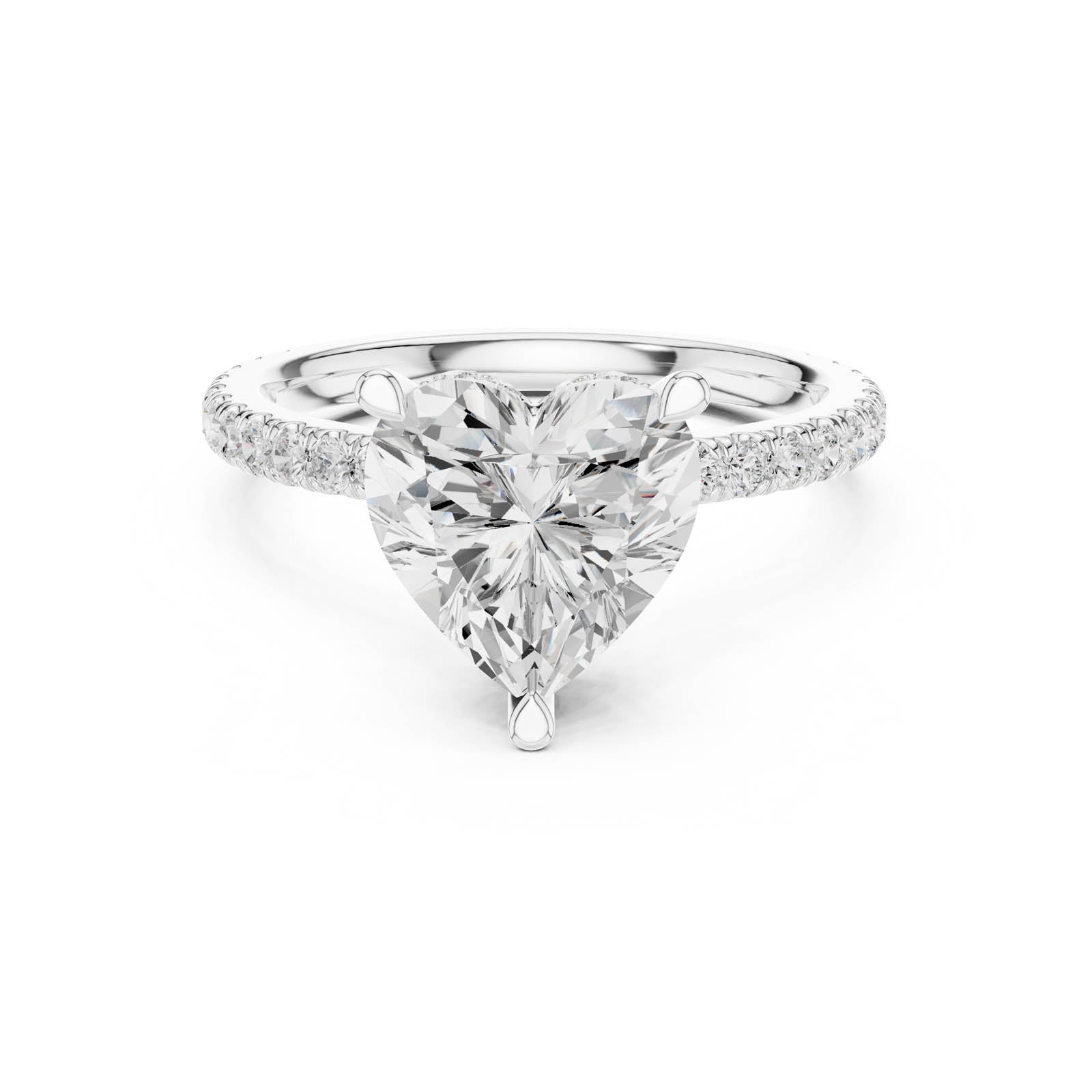 3.25 Ct. Heart Shaped Diamond Ring with Double Hidden Halo and Pavé Band (DDLR-1018)