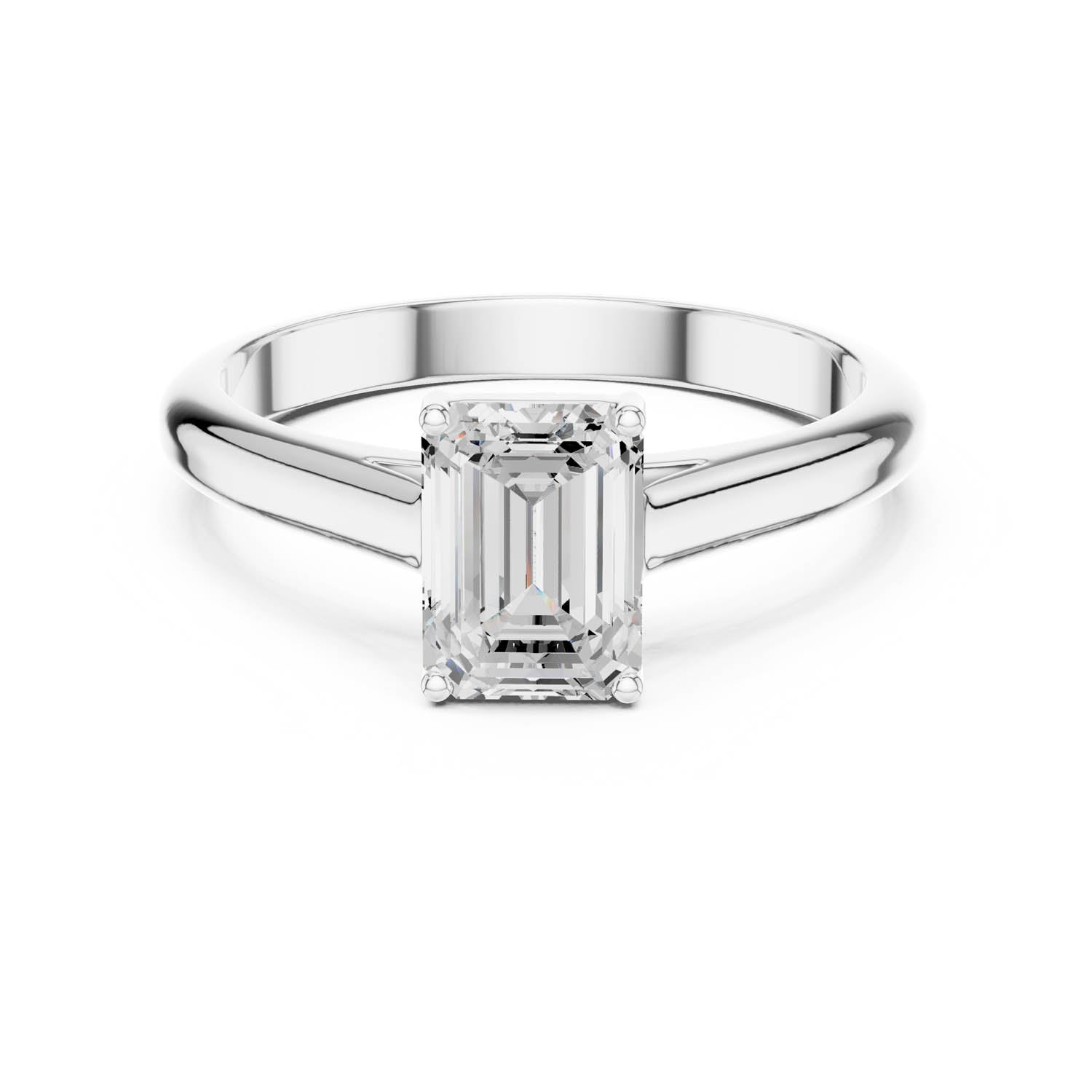 1.00 Ct. Emerald Cut Diamond Solitaire Ring with Tapered Band (DDLR-1077) 3