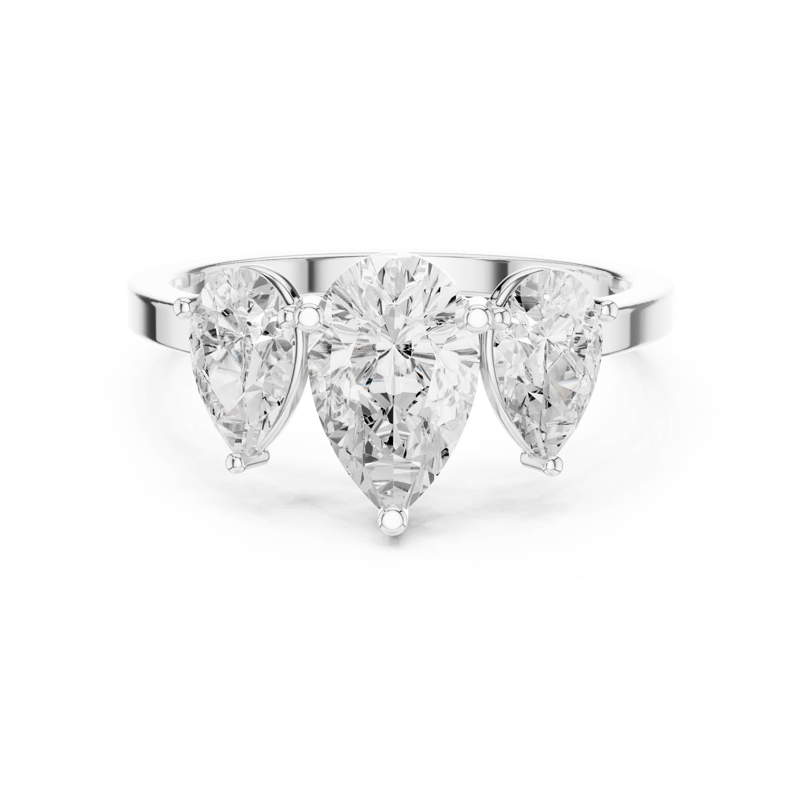 1.80 Ct. Pear Shape Diamond Three-Stone Ring with Matching Side Stones (DDLR-1089)