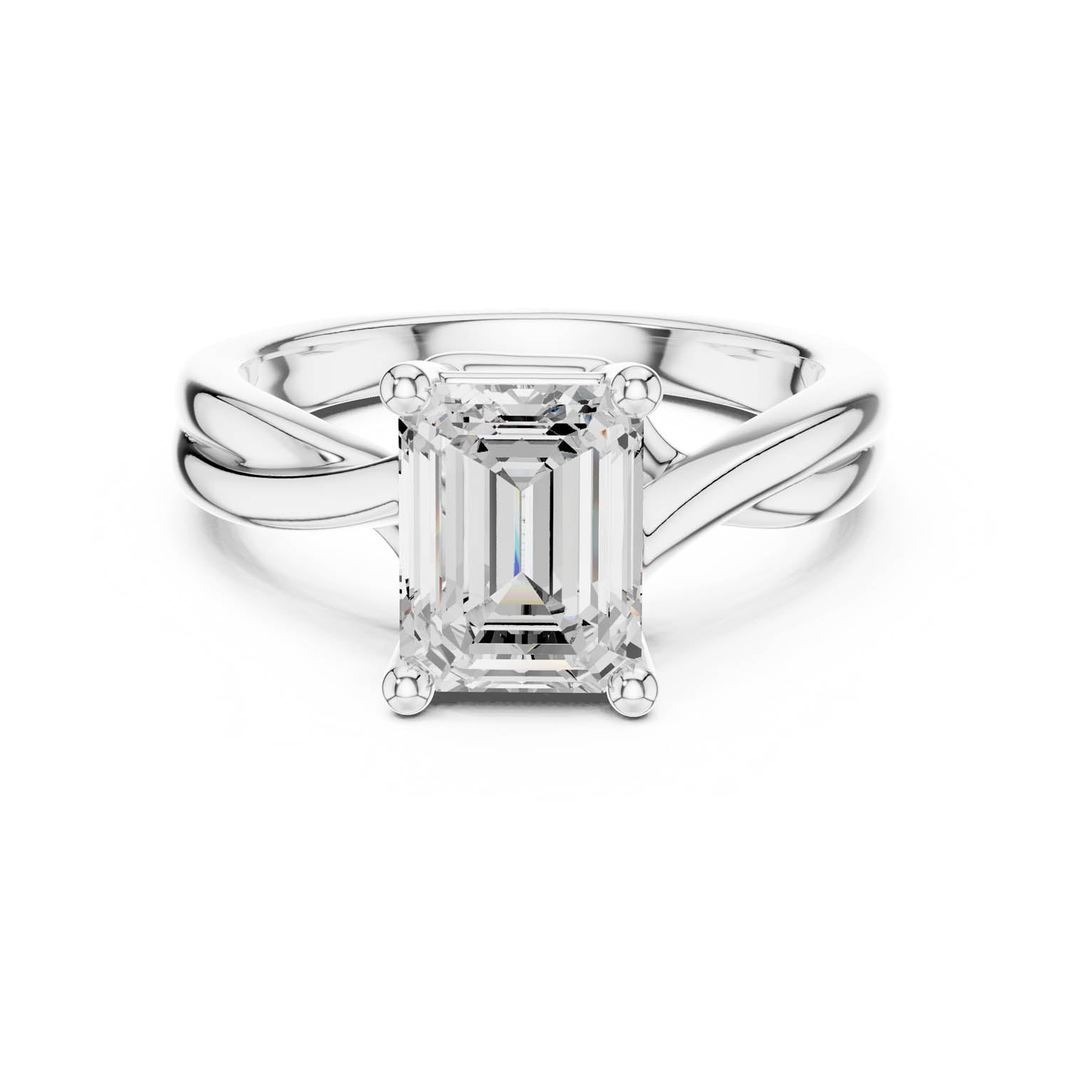 2.00 Ct. Emerald Cut Diamond Twist Engagement Ring (DDLR-112 - R00705-EM) 3