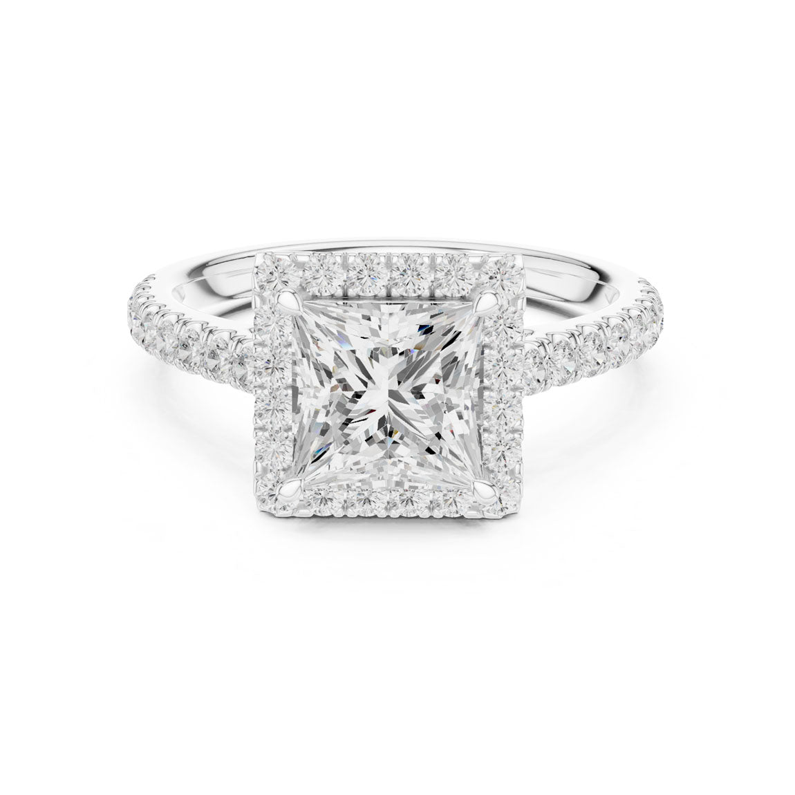 2.00 Ct. Princess Cut Diamond Halo Engagement Ring (DDLR-118-PR)