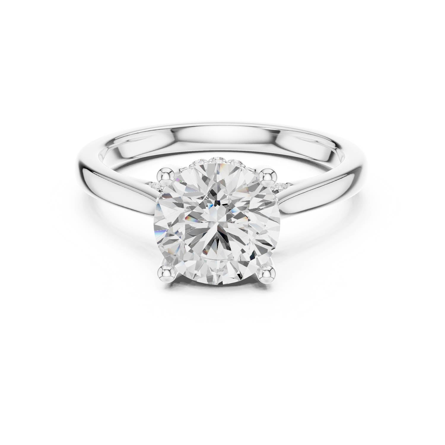 2.13 Ct. Classic Round Diamond Solitaire Ring with Cathedral Setting and Hidden Halo (DDLR-163-R00837-RD)