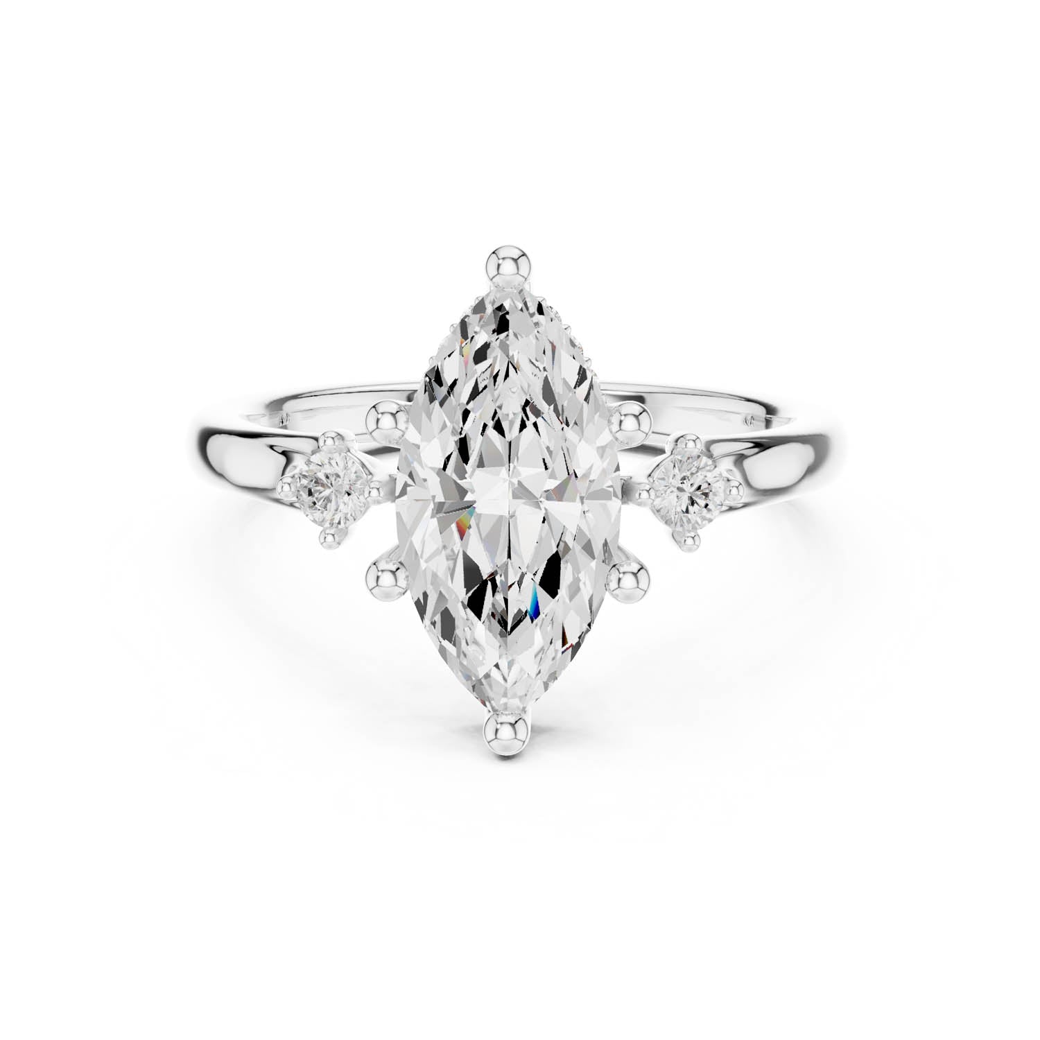 2.17 Ct. Marquise Cut Diamond Hidden Halo Engagement Ring with Side Stones (DDLR-164-MQ)
