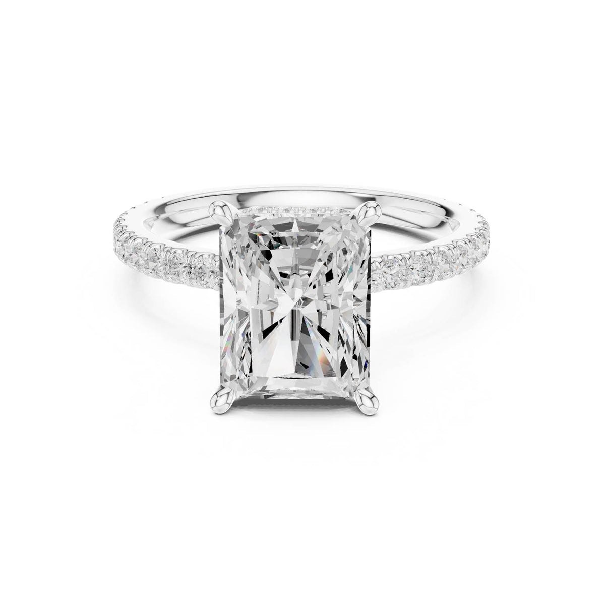 3.76 Ct. Radiant Cut Diamond Ring with Pavé Band and Double Hidden Halo (DDLR-171-RA) 3