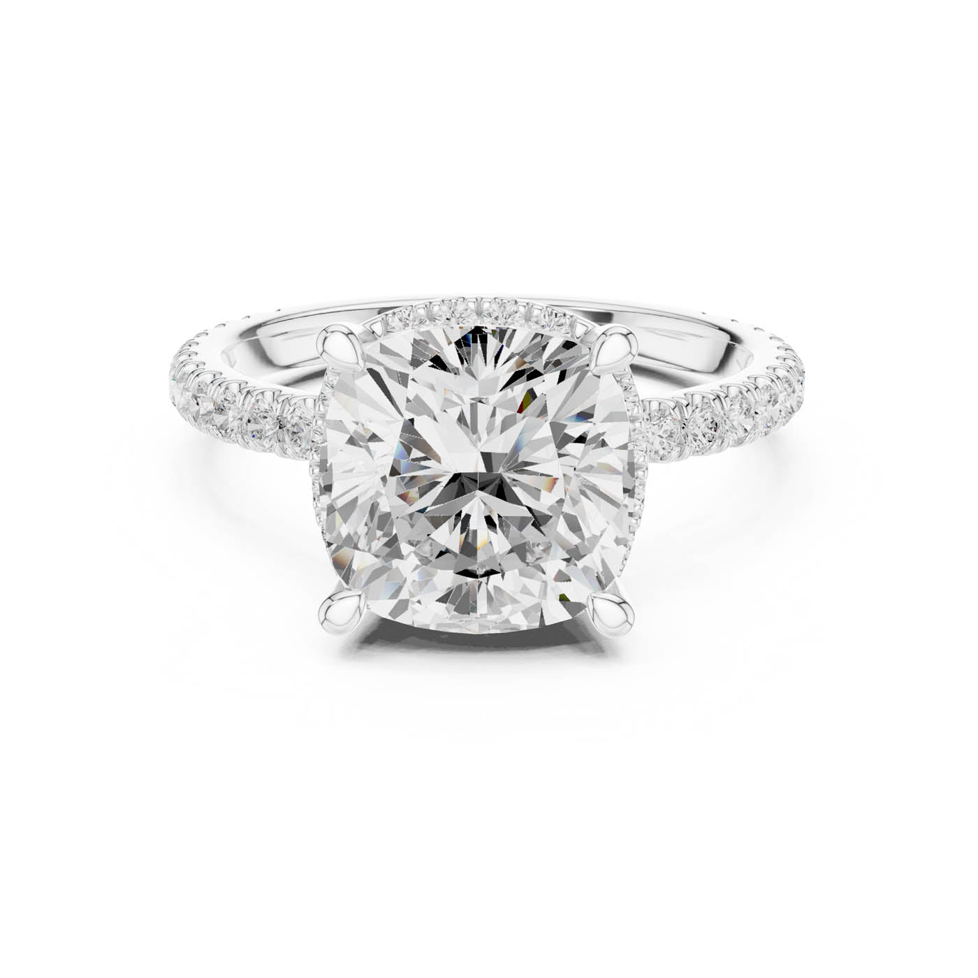 4.20 Ct. Cushion Cut Diamond Halo Pavé Ring (DDLR-172-CU)