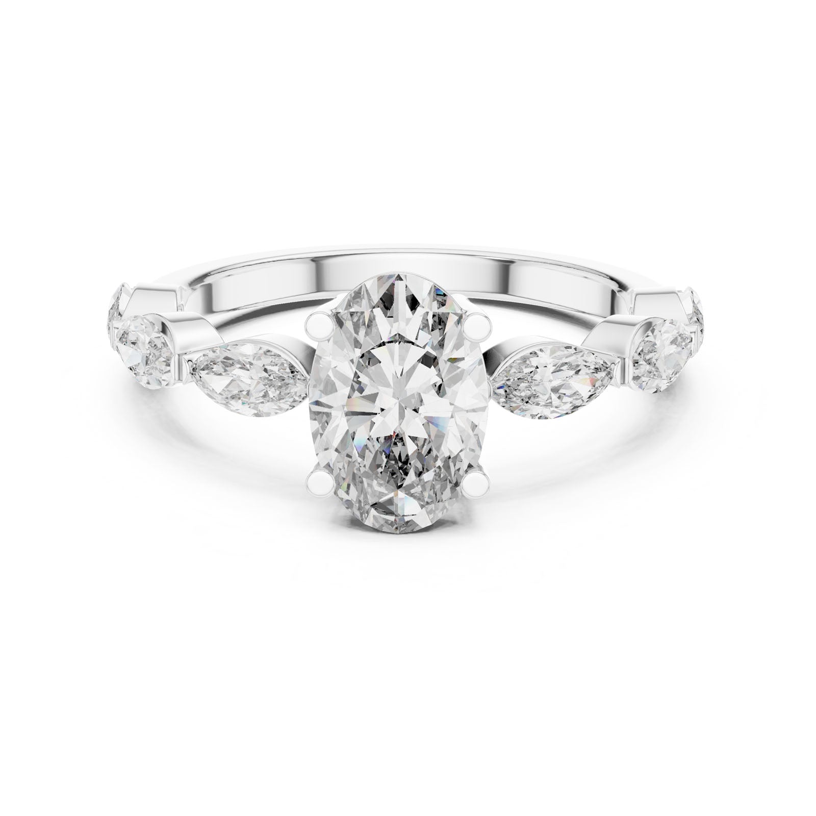 2.26 Ct. Oval Diamond Ring with Marquise Side Stones (DDLR-180)