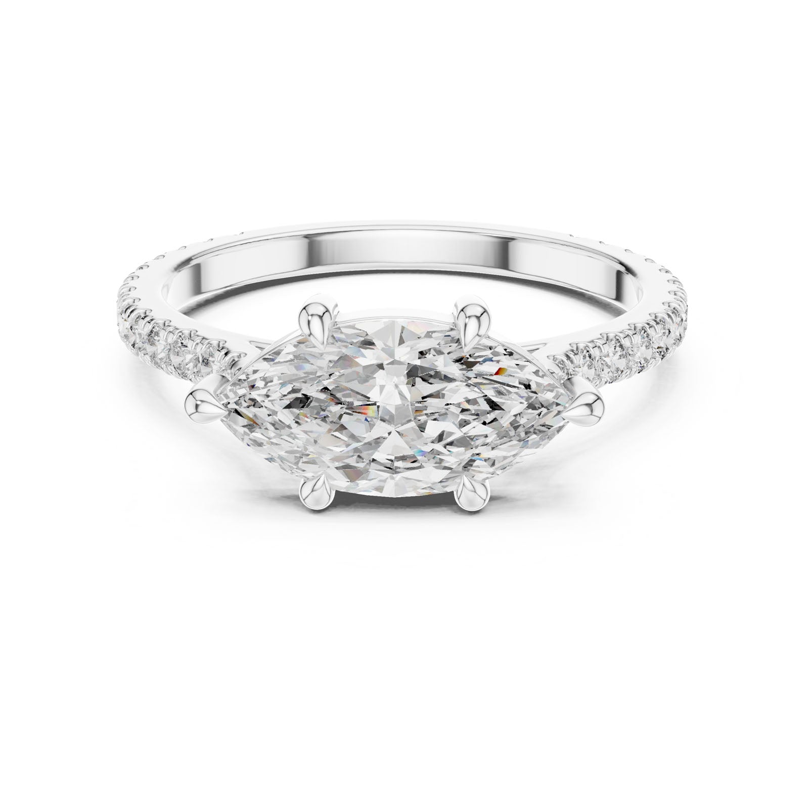 2.14 Ct. Marquise Diamond Ring with Pavé Bands (DDLR-201)