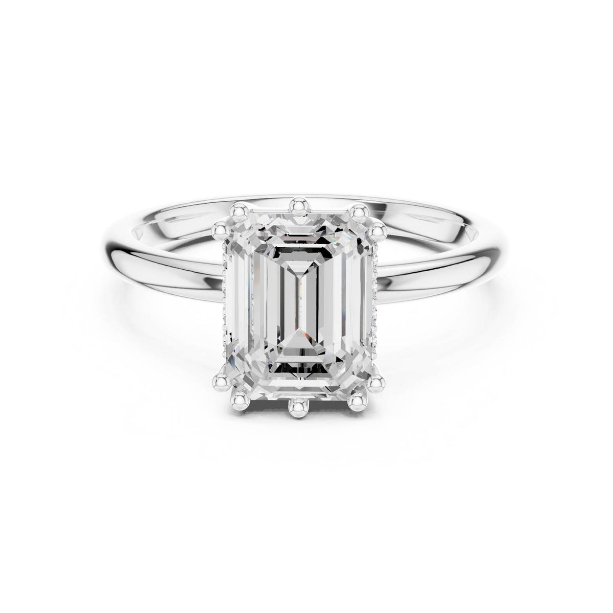 2.05 Ct. Emerald Cut Diamond Ring with Hidden Halo (DDLR-254 - R00847-EM)