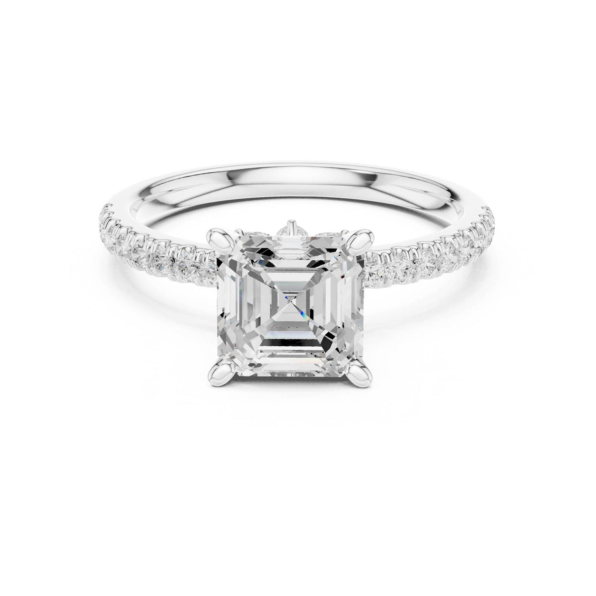 2.41 Ct. Asscher Cut Diamond Engagement Ring with Pavé Band and Hidden Accents (DDLR-256-AC) 3