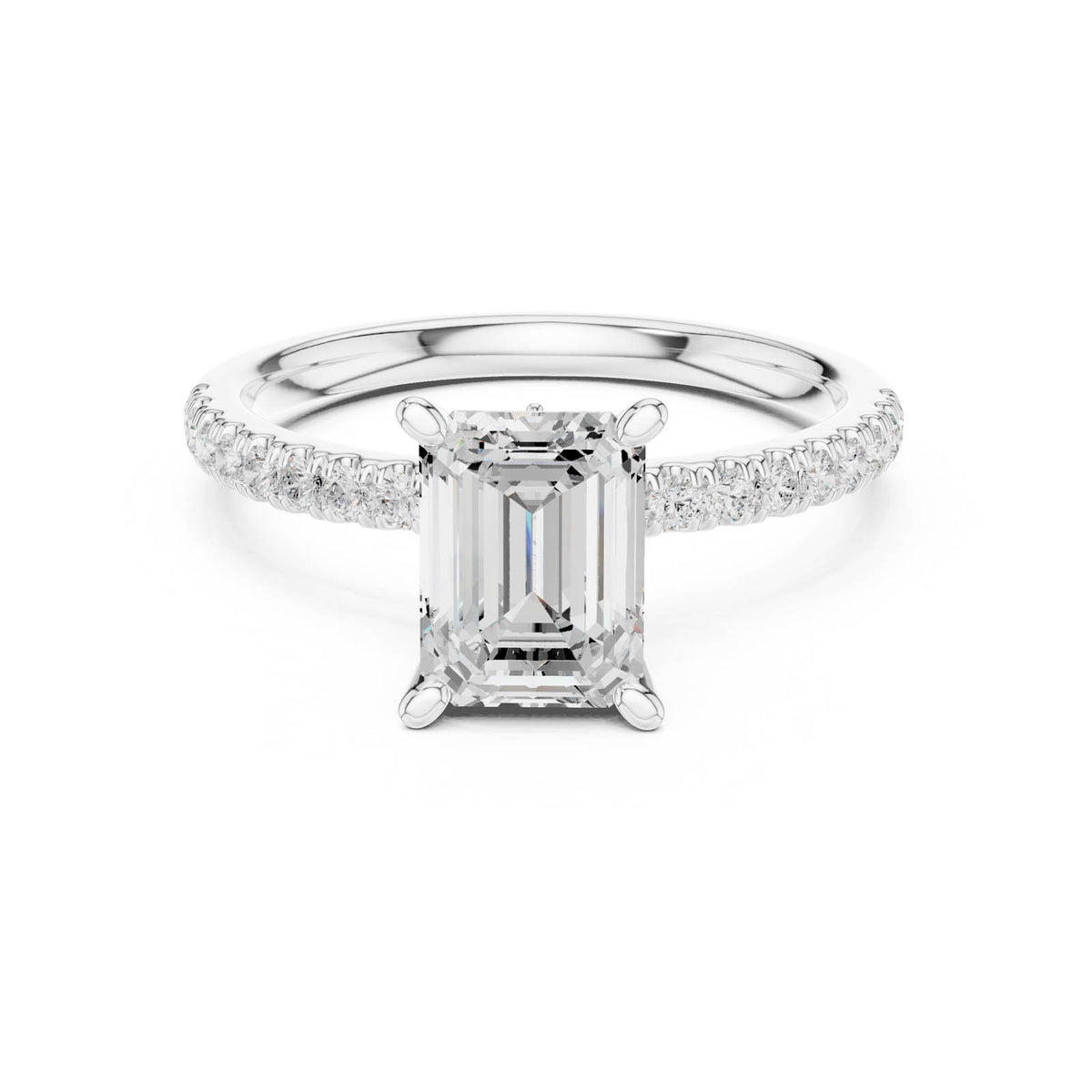 2.41 Ct. Emerald Cut Diamond Engagement Ring with Pavé Band and Hidden Accents (DDLR-256-EM) 3