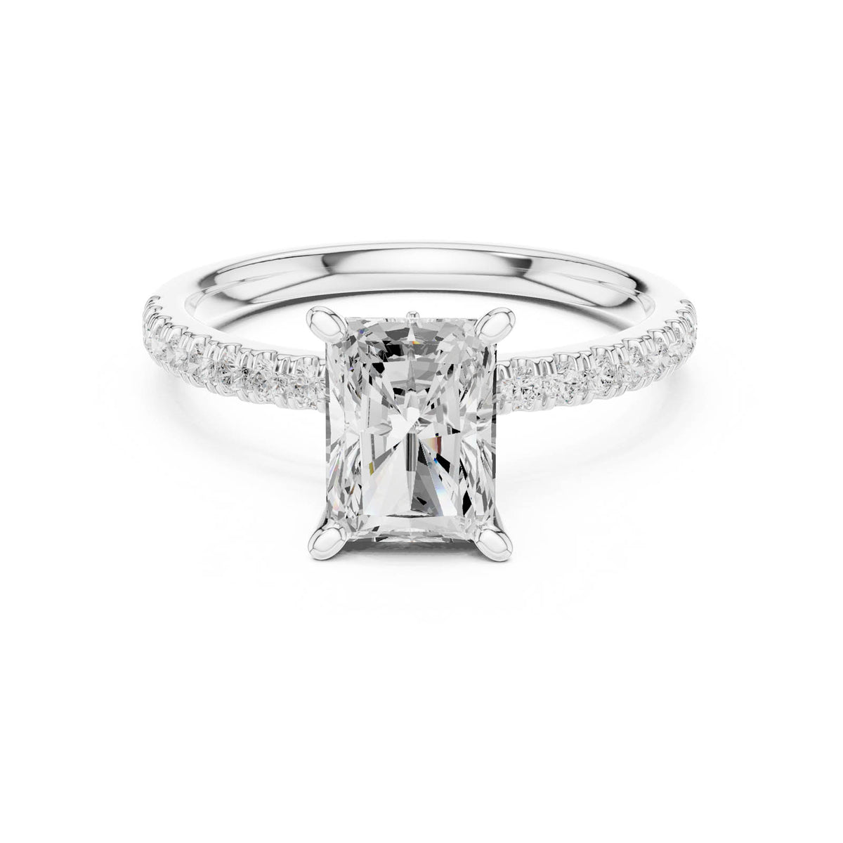 2.41 Ct. Radiant Cut Diamond Engagement Ring with Pavé Band and Hidden Accents (DDLR-256-RA)