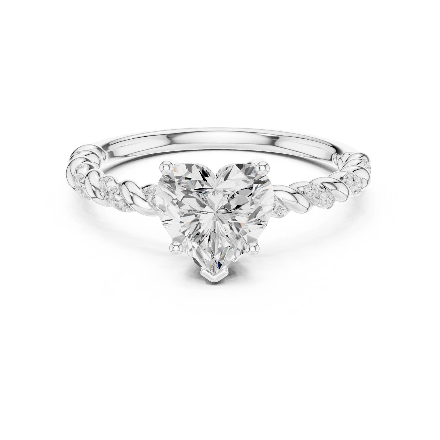 1.33 Ct. Heart Diamond Ring with Diamond Rope Shank (DDLR-396)