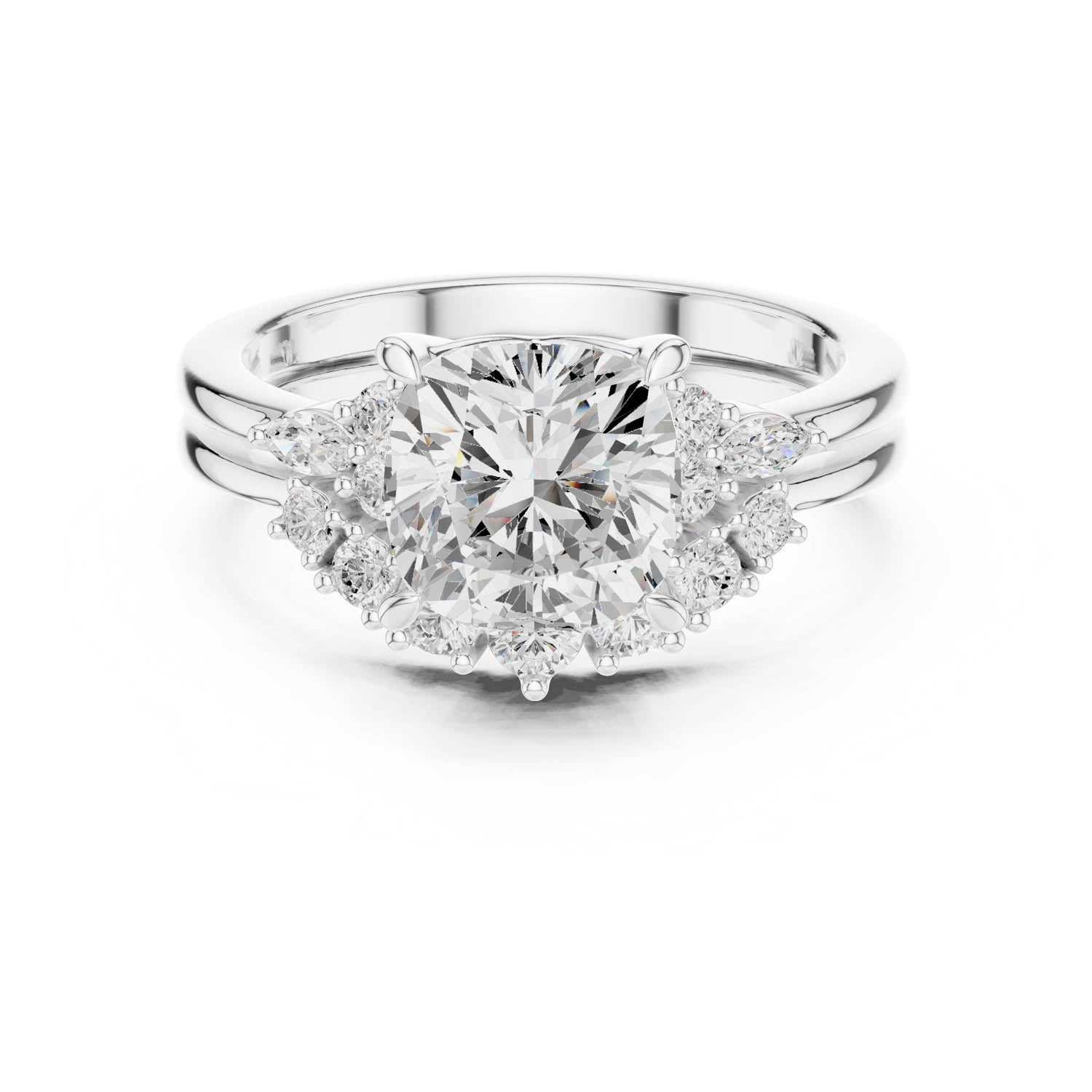 2.30 Ct. Cushion Diamond Cluster Ring with Stackable Band Design (DDLR-440)