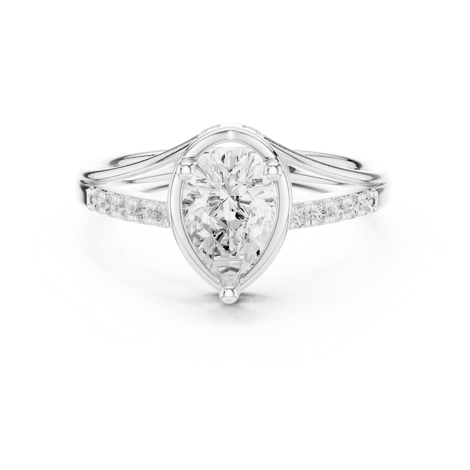 .90 Ct. Classic Pear Diamond Ring with Pavé Split Shank Design (DDLR-473) 3