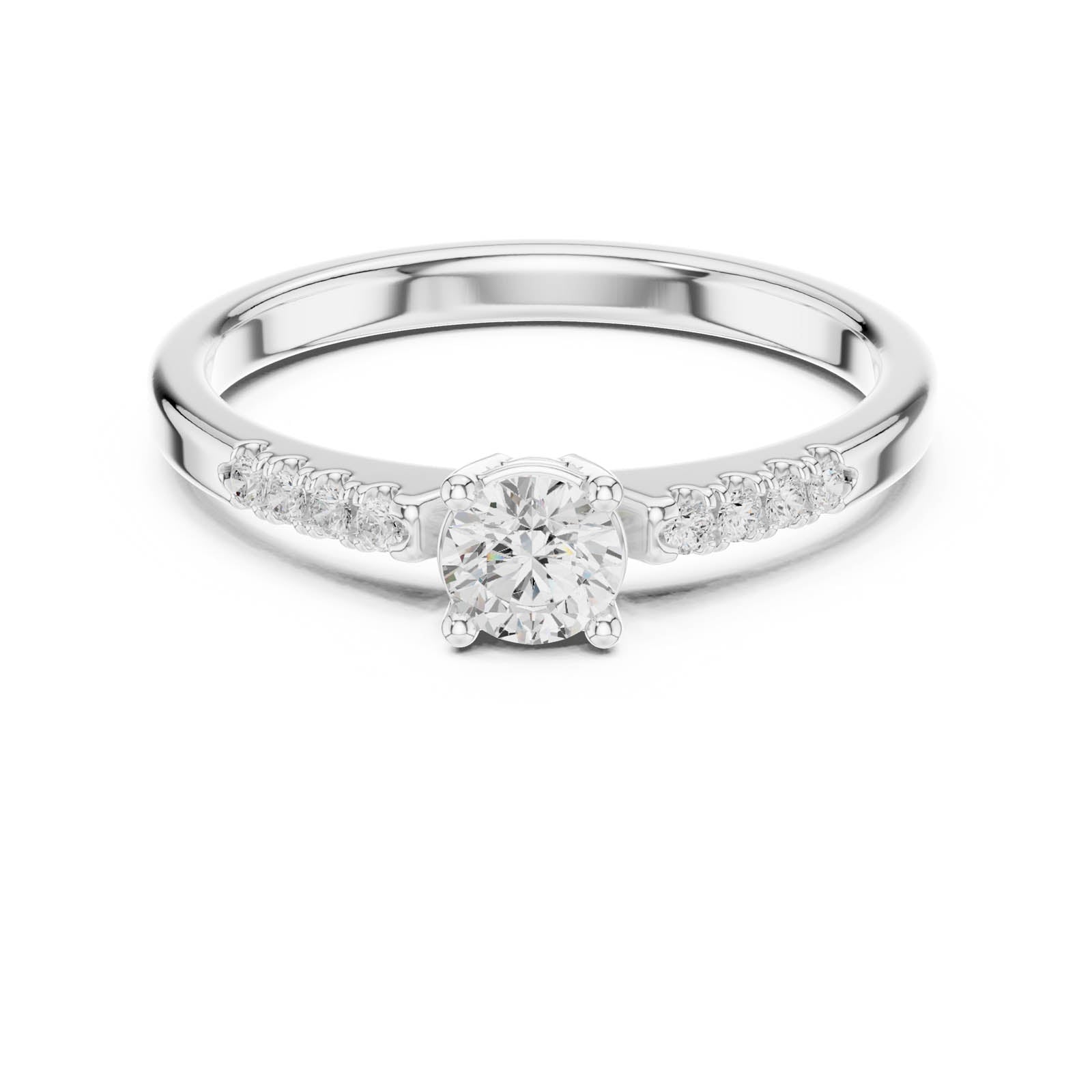 .33 Ct. Round Diamond Engagement Ring with Pavé Accent Band (DDLR-834)