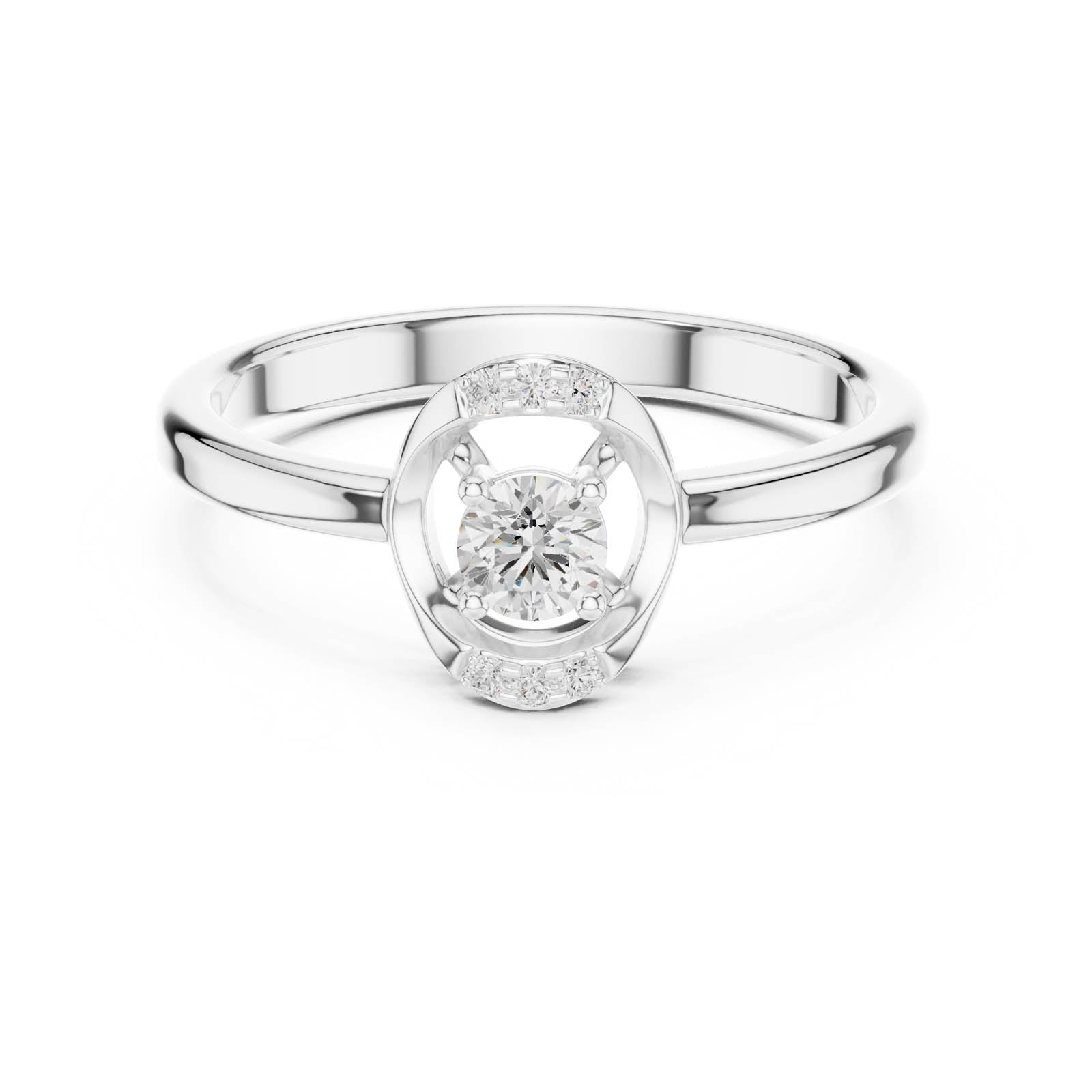 .18 Ct. Round Diamond Ring with Geometric Open Frame Design (DDLR-844)