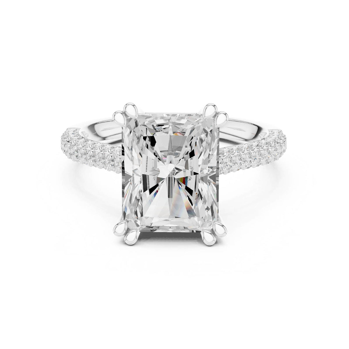 5.26 Ct. Radiant Cut Diamond Ring with Hidden Halo and Pavé Band (DDLR-959)