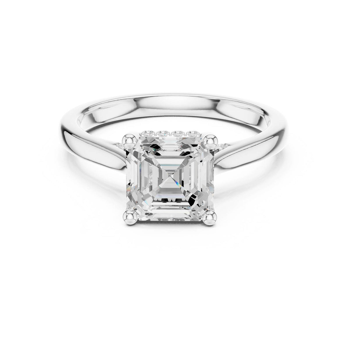 2.34 Ct. Asscher Cut Diamond Ring with Hidden Halo and Pavé Bridge (DDLR-983)