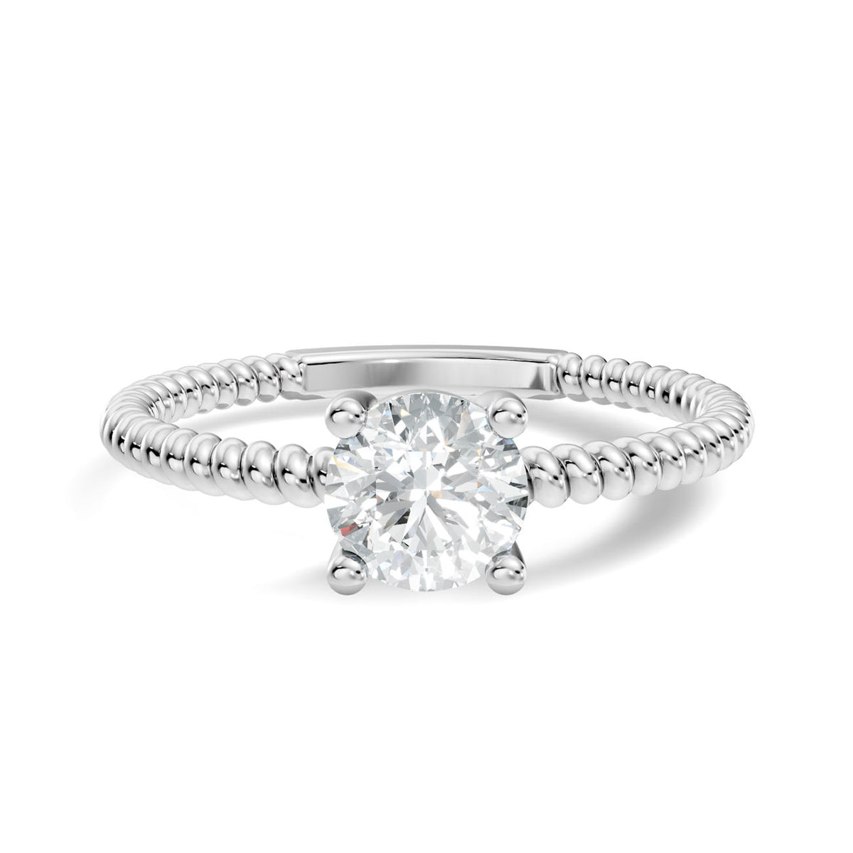 .50 Ct. Round Diamond Solitaire Ring with Beaded Band 3