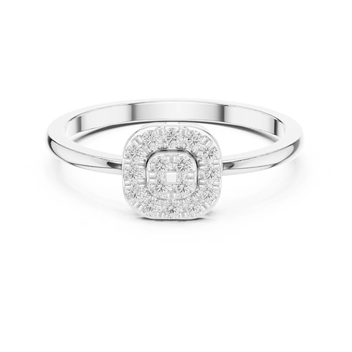 .17 Ct. Round Diamond Cluster Ring with Square Halo