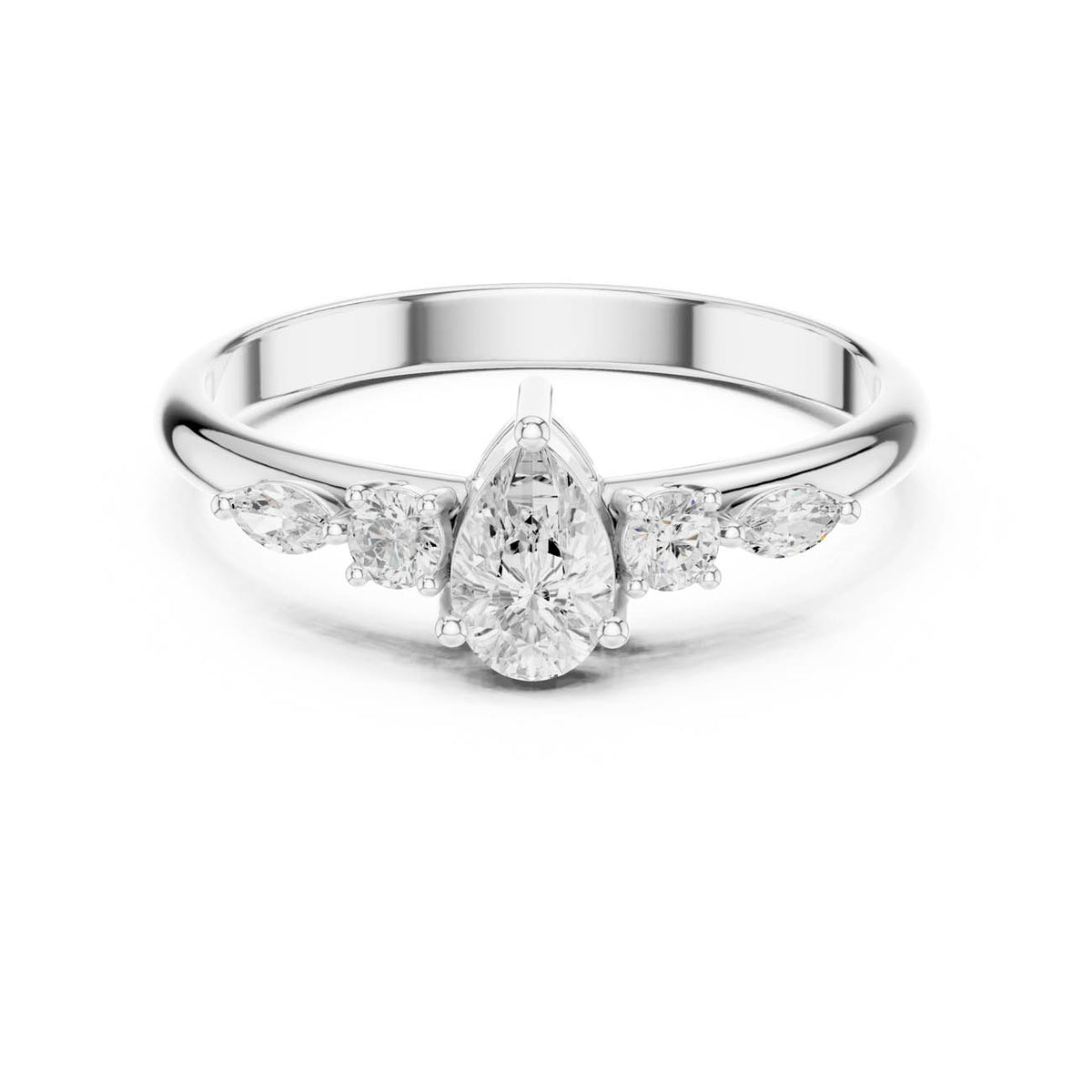 .38 Ct. Pear Diamond Ring with Round and Marquise Side Stones 3