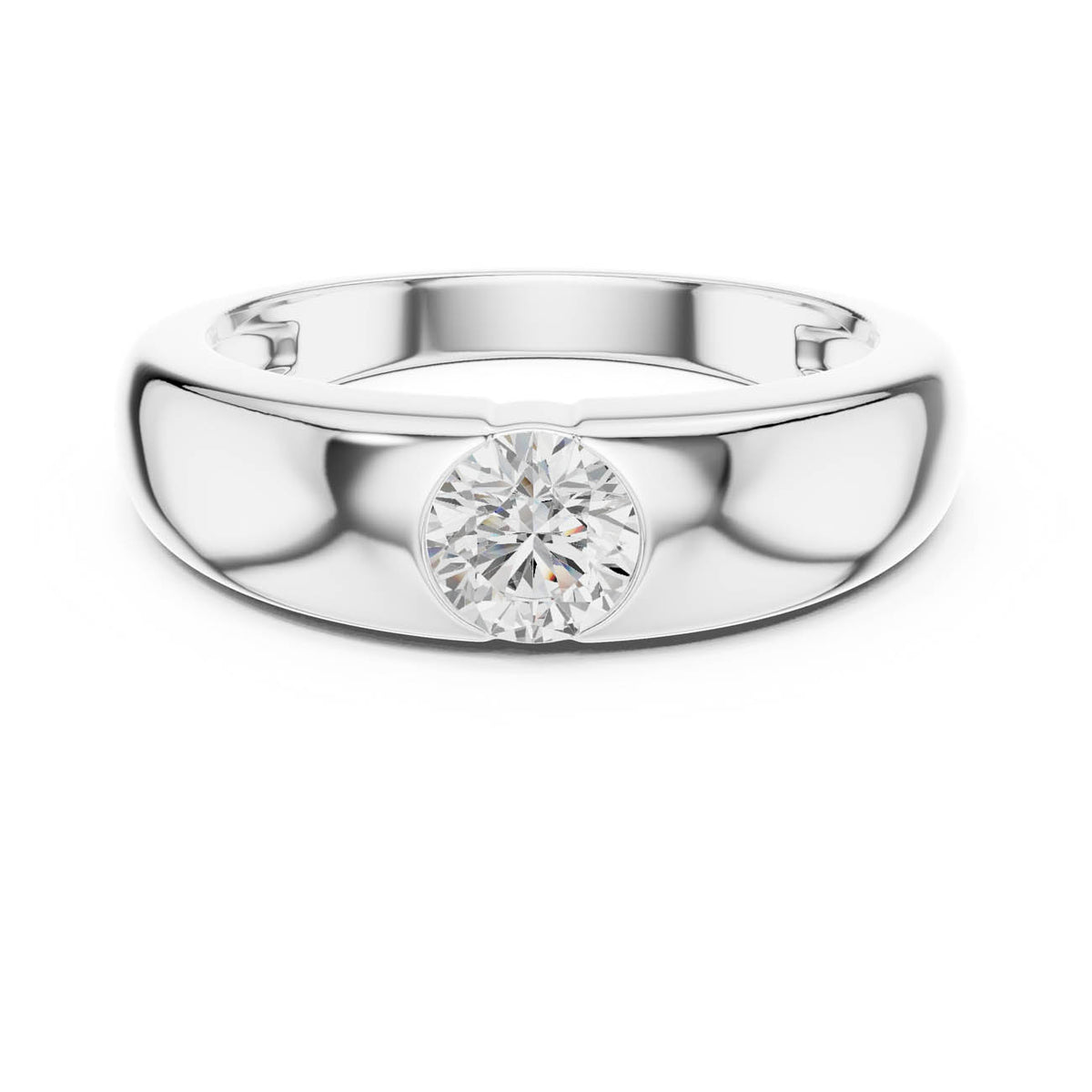 .01 Ct. Round Diamond Bezel Solitaire with Sculpted Comfort Band
