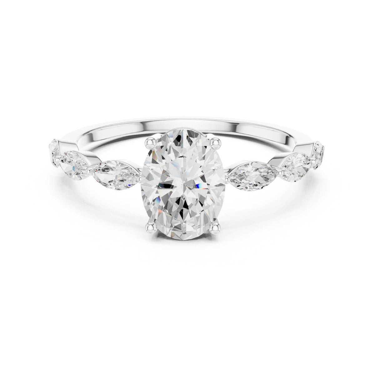 1.39 Ct. Oval Diamond Solitaire with Marquise Diamond set Band