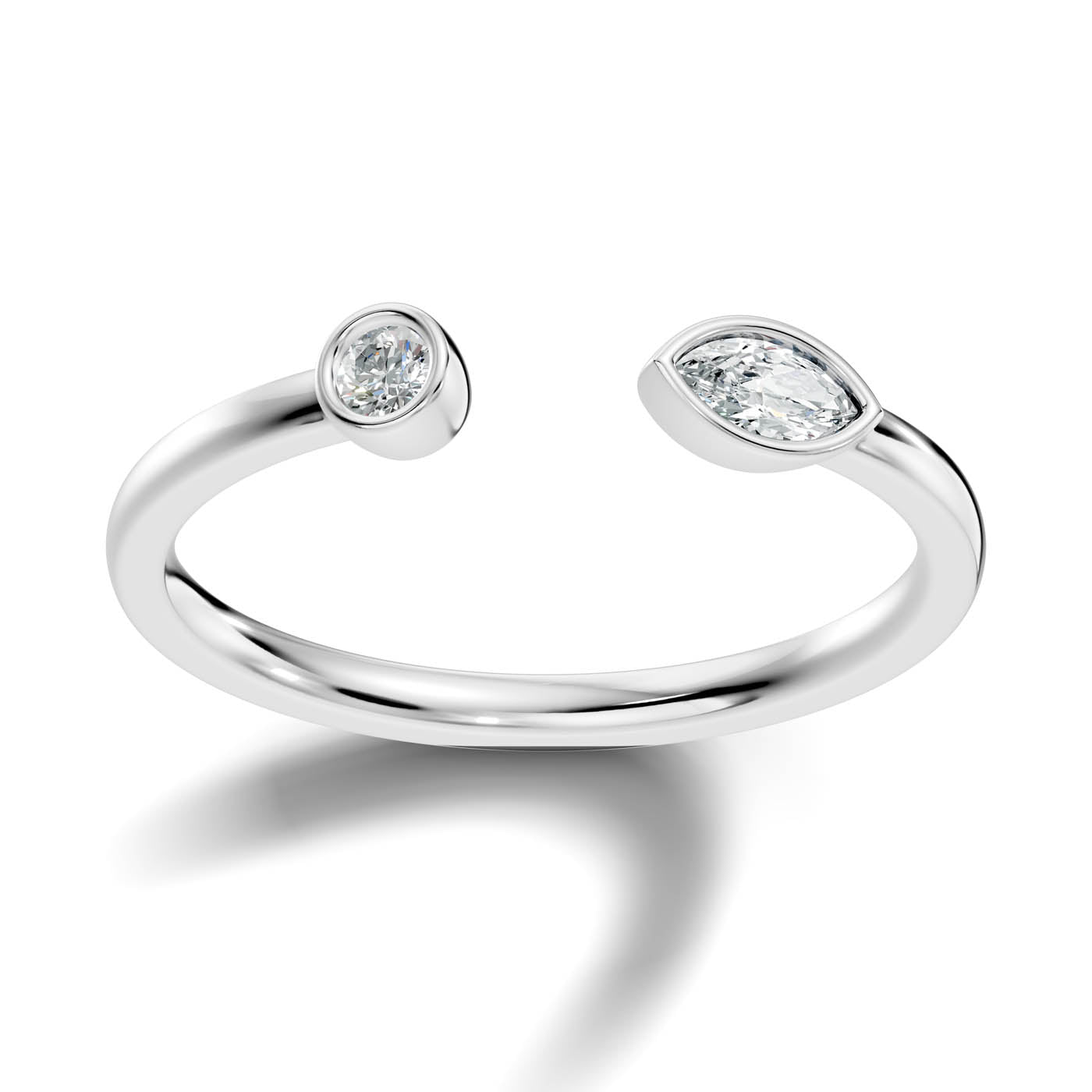 .15 Ct. Round & Marquise Diamond Bezel Open Ring