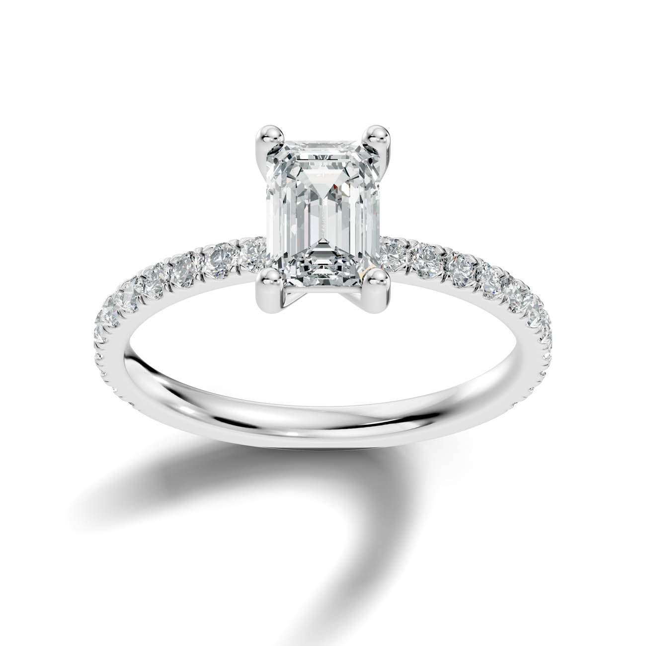 1.34 Ct. Emerald Cut Diamond Pavé Engagement Ring