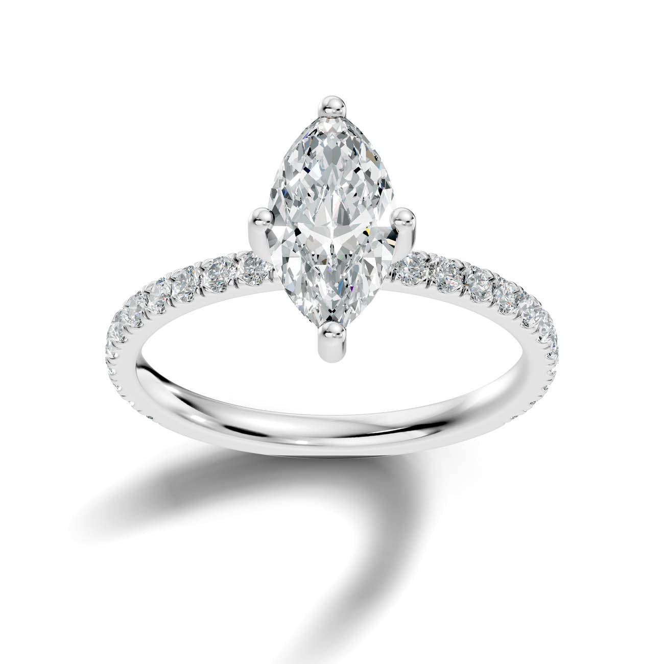 1.34 Ct. Marquise Diamond Pavé Band Engagement Ring 3