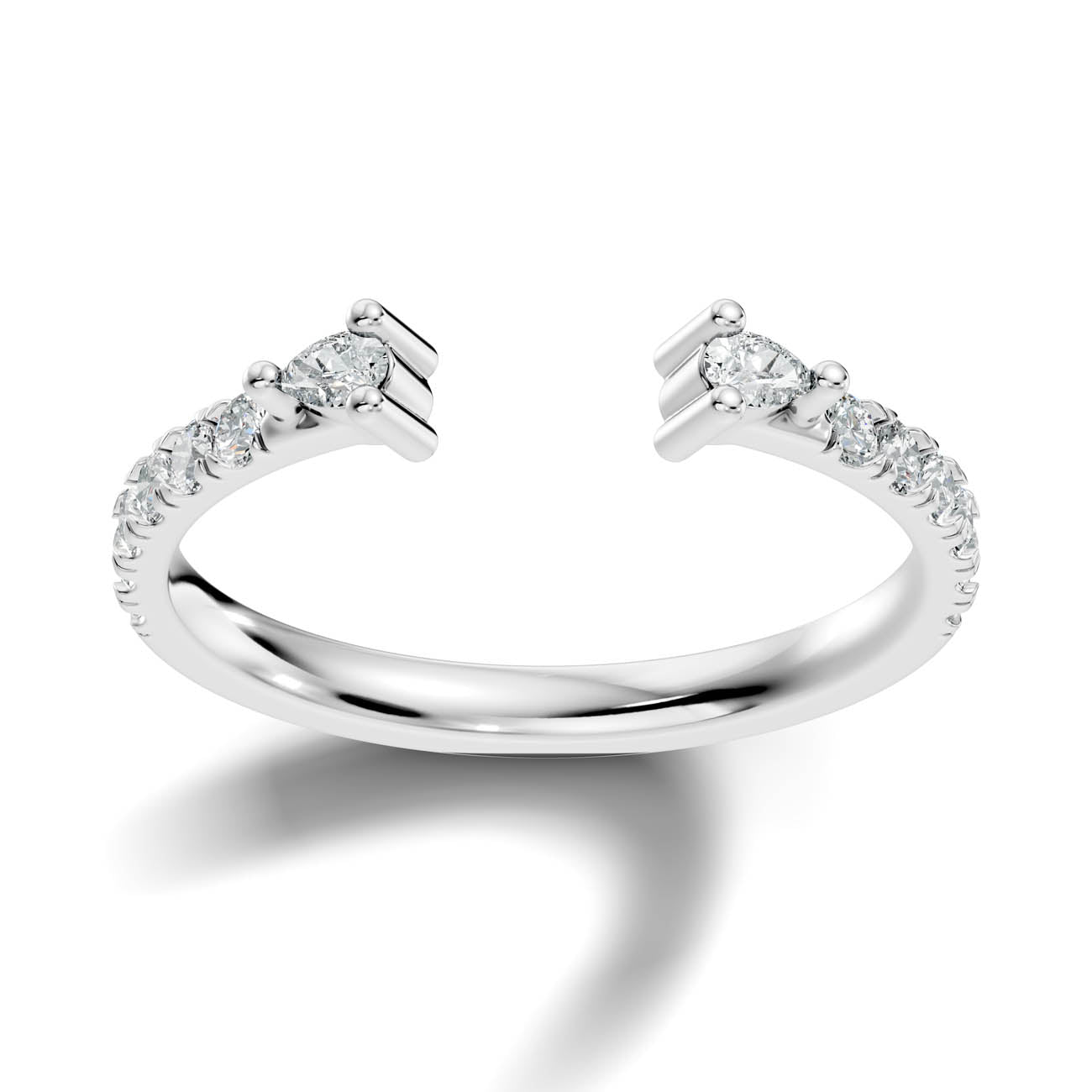 .34 Ct. Open Cuff Pear Diamond Ring with Pavé Accents 3