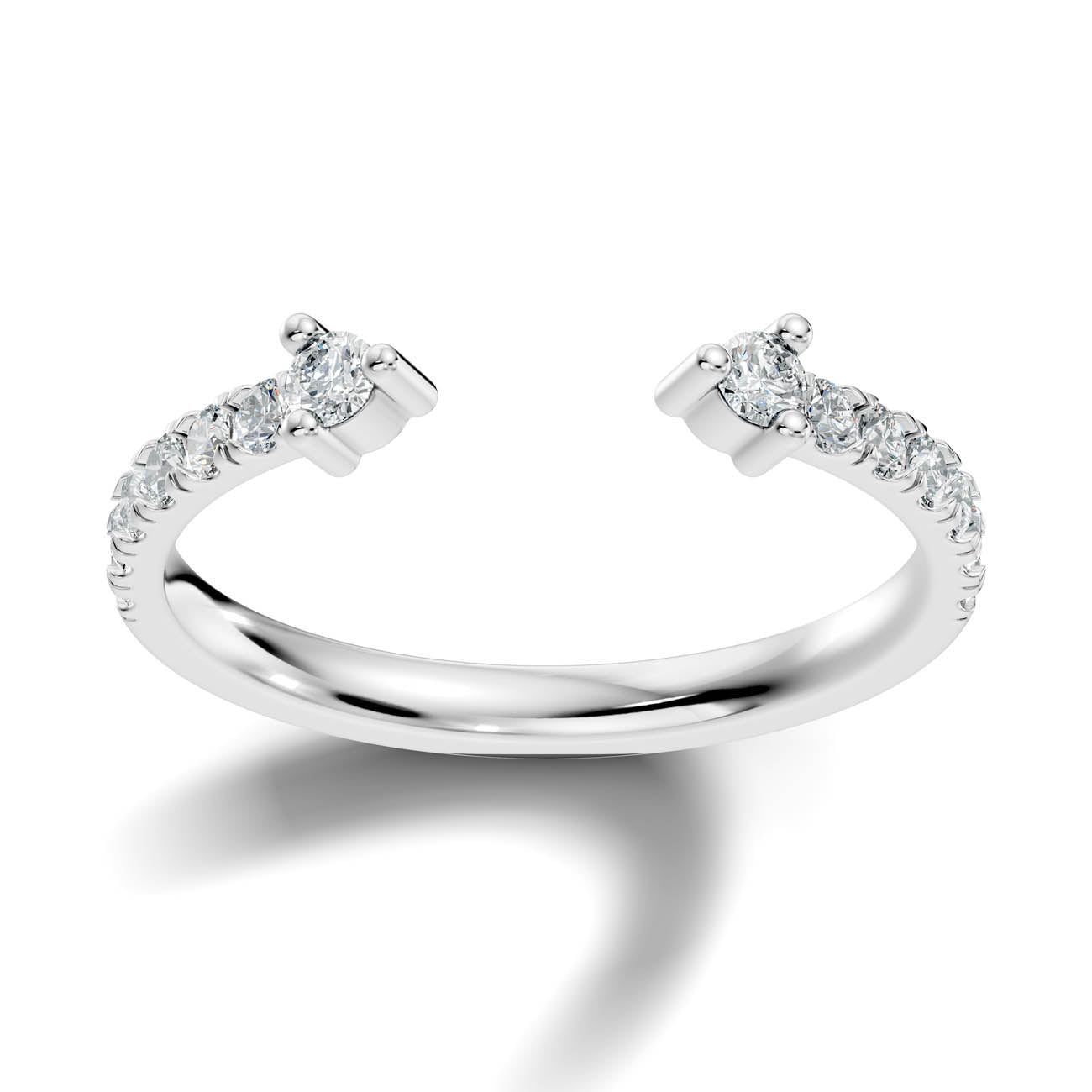 .34 Ct. Open Cuff Diamond Ring with Pavé Accents and Dual Four-Prong Settings 3