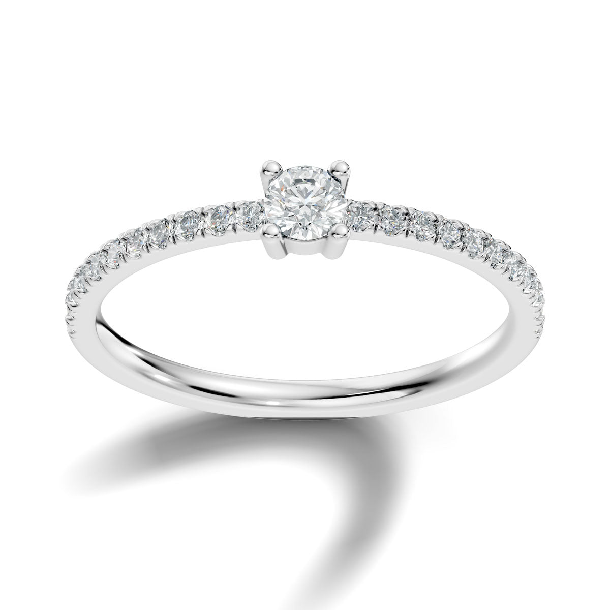 .30 Ct. Round Diamond Engagement Ring with Pavé Band 3