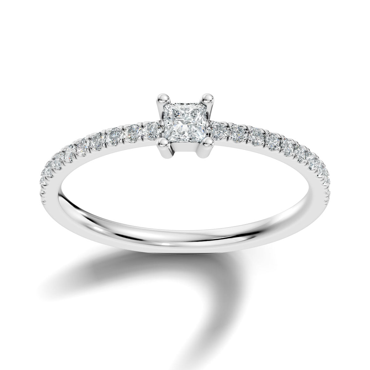 .25 Ct. Princess Cut Diamond Engagement Ring with Pavé Band