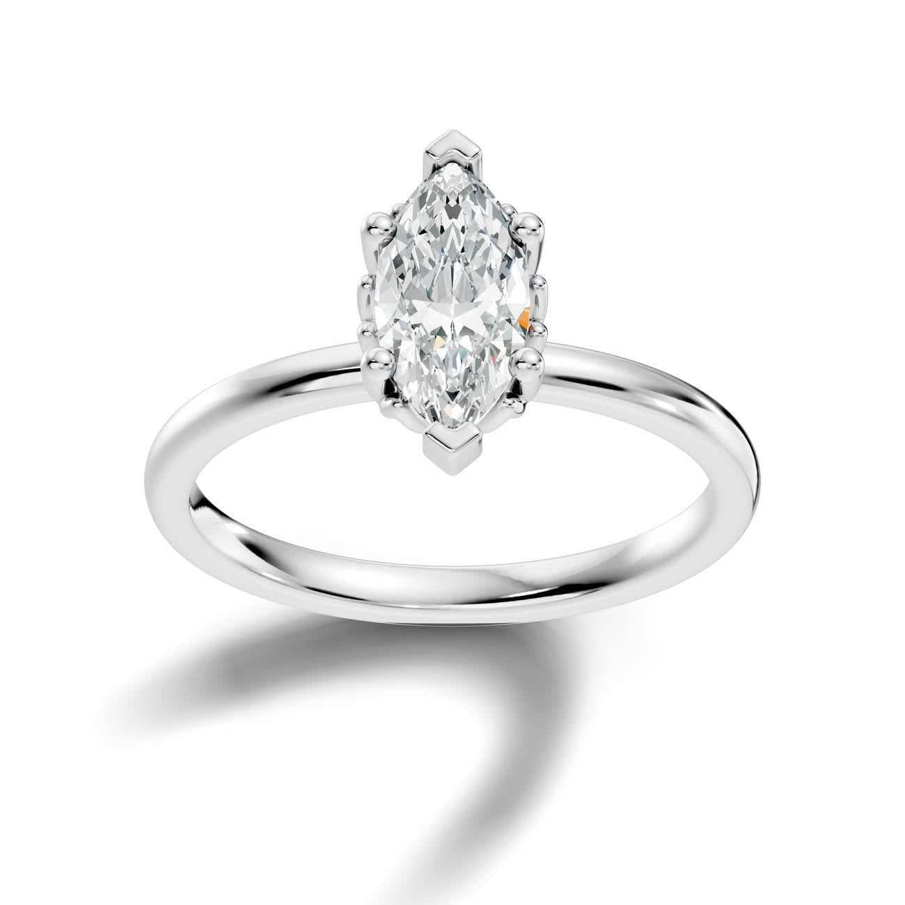 .50-1.50 Ct. Classic Marquise Diamond Solitaire Ring with Six-Prong Setting 3