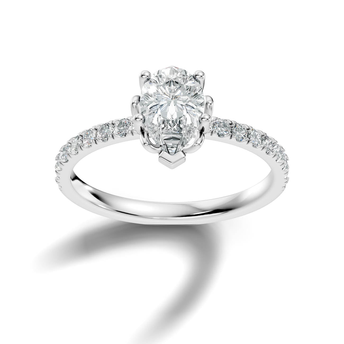 .50-1.50 Ct. Classic Pear Diamond Ring with Pavé Shank 3