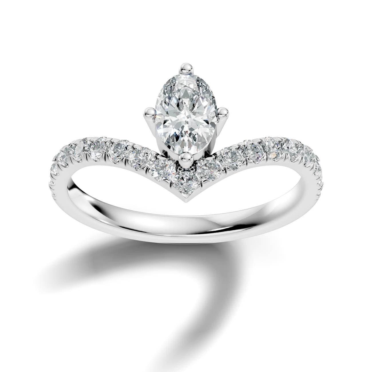 .92 Ct. Oval Cut Diamond Pavé Chevron Ring