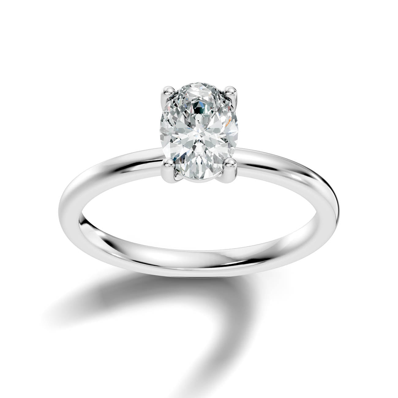 .50-1.50 Ct. Oval Diamond Solitaire Ring with Four-Prong Setting