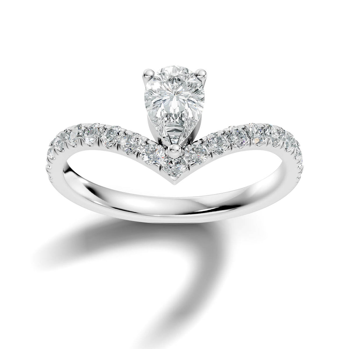 .92 Ct. Pear Cut Diamond Chevron Pavé Ring