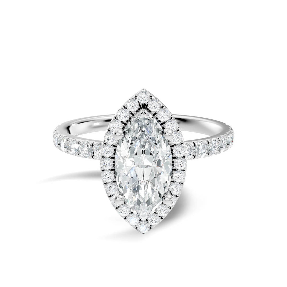 .50-1.50 Ct. Marquise Diamond Halo Ring with Diamond-Accented Band 3