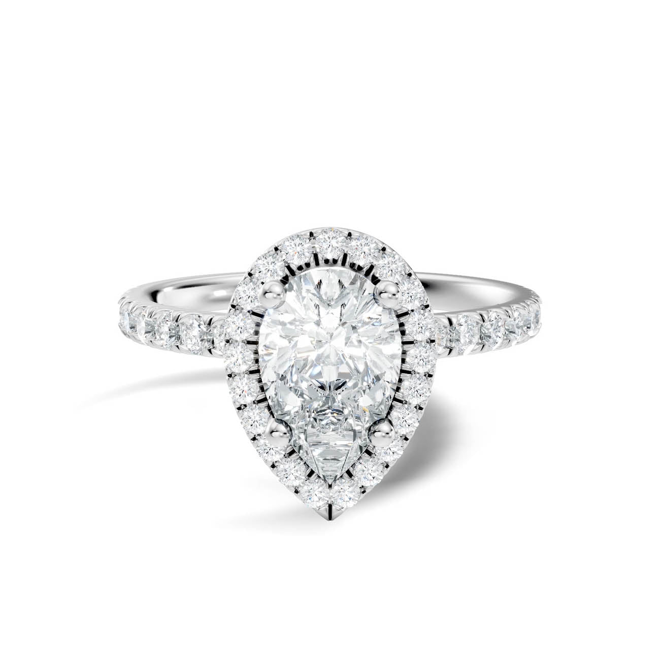 .50-1.50 Ct. Pear-Shaped Diamond Halo Ring with Diamond-Accented Band 3