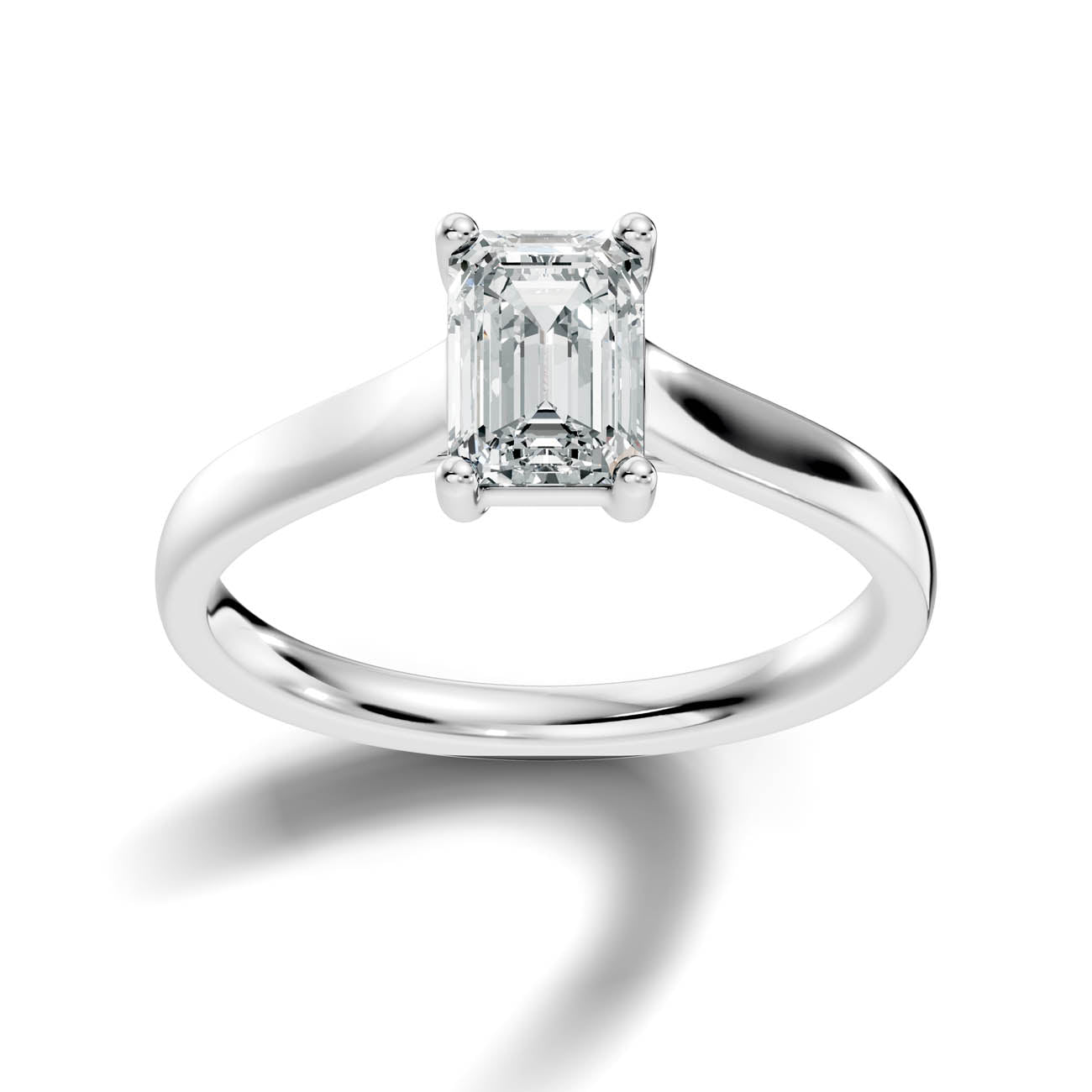 1.00 Ct. Emerald Cut Diamond Solitaire Ring with Four-Prong Setting