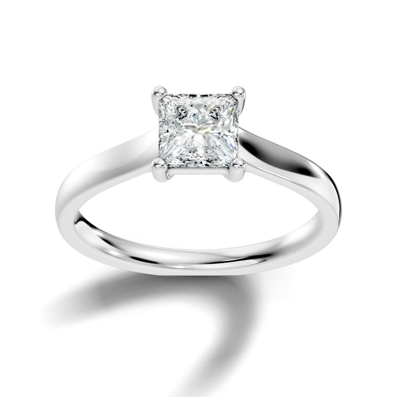 1.00 Ct. Princess Cut Diamond Solitaire Ring with Four-Prong Setting 3