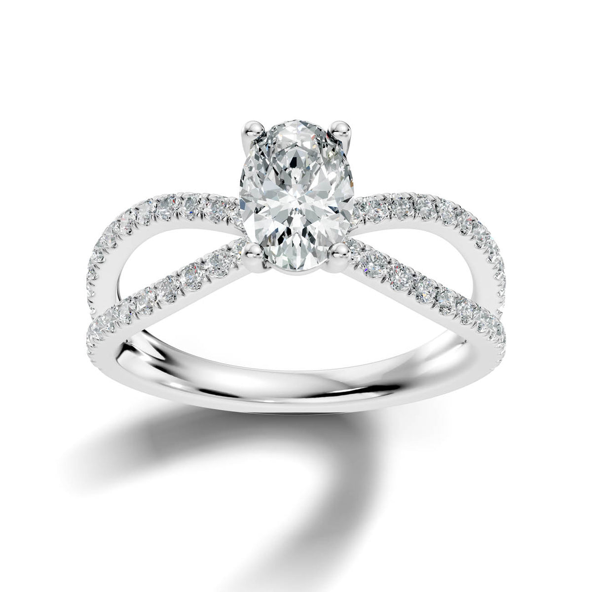 1.40 Ct. Oval Diamond Ring with Crisscross Pavé Split Shank 3