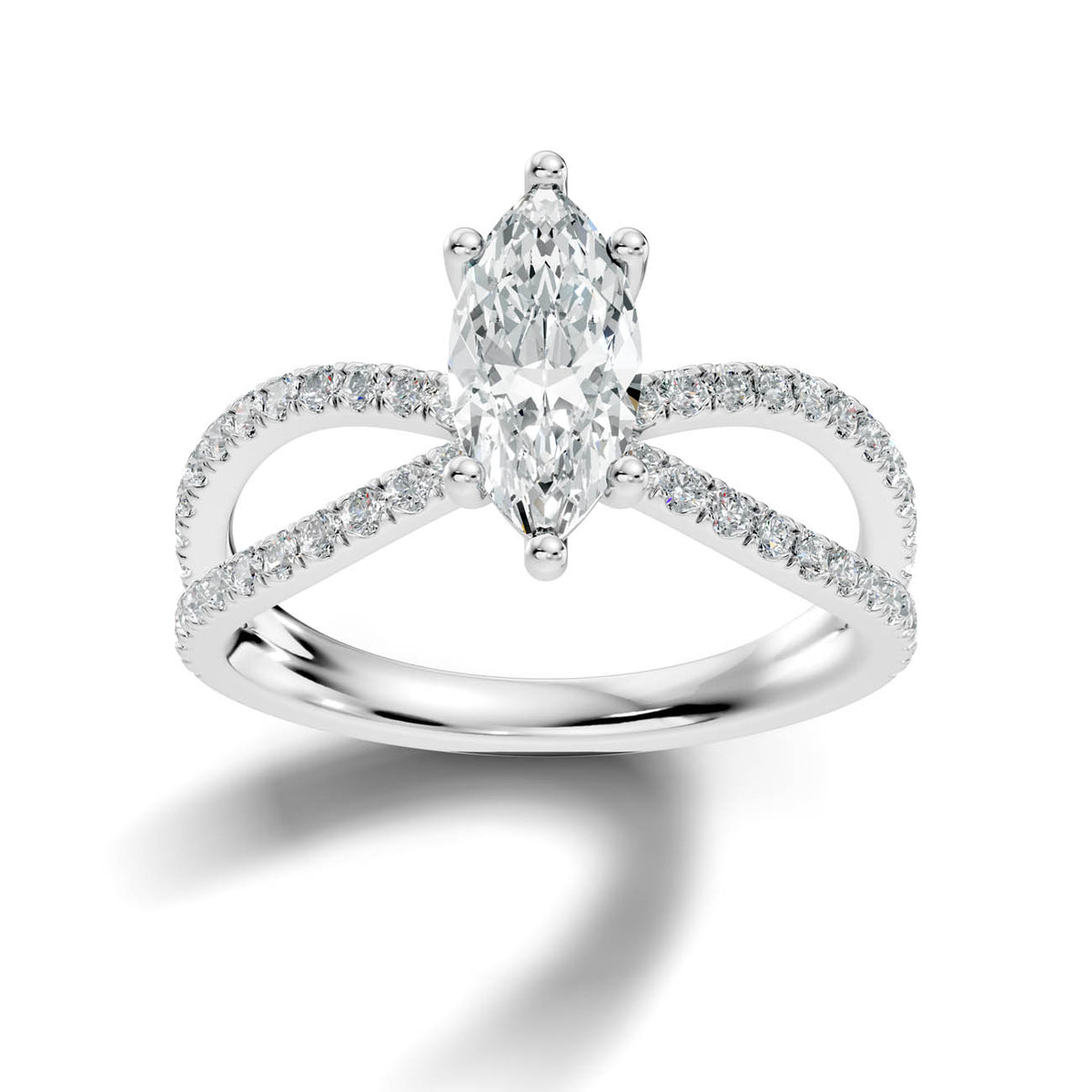 1.40 Ct. Marquise Diamond Crossover Ring with Pavé Band