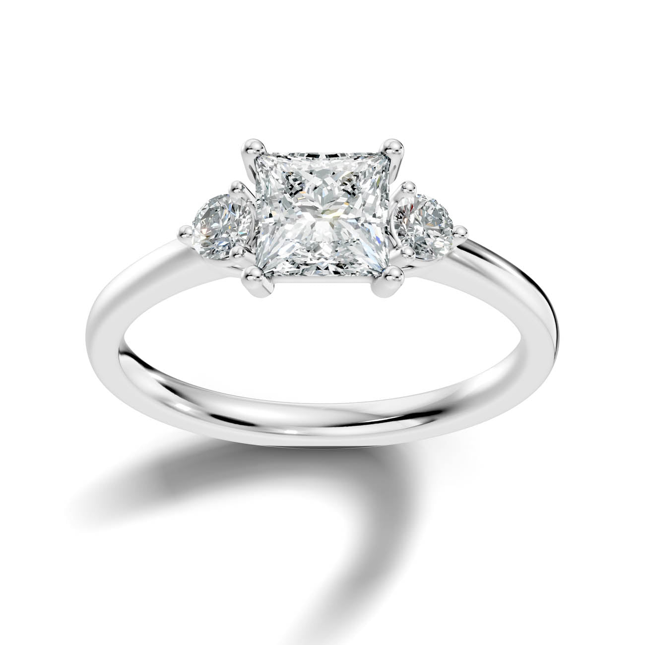 1.20 Ct. Princess Cut Diamond Ring with Round Side Stones 3
